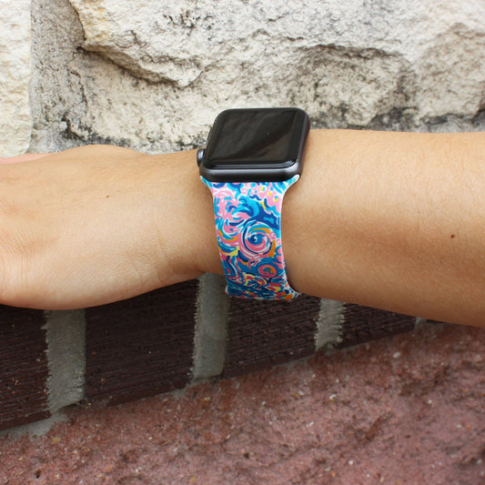 Pink Swirly Printed Silicone Bands Apple Watch
