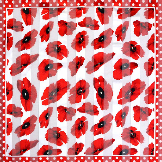 Silk Feel Flower Print Square Scarf