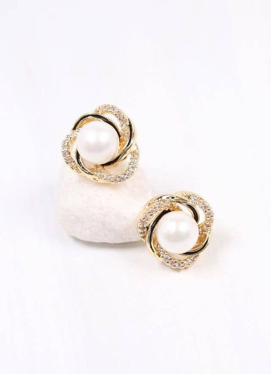 Caroline Hill - Brennan Pearl Stud Earring GOLD