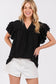 BLACK AIRFLOW RUFFLE SLEEVE BLOUSE