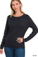 Black Sweater w/ Rolled hem detail