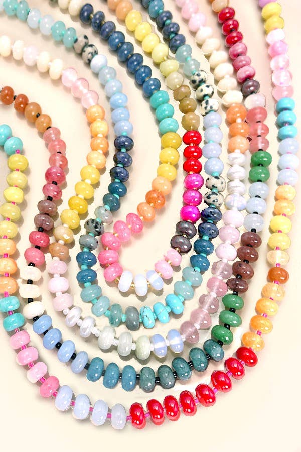 JOSSLYN by wall to wall - NATURAL AGATE GLASS SEMI PRECIOUS BEAD NECKLACE | 80N896