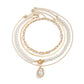PEARL CHARM MULTILAYER PEARL GOLD MIX  NECKLACE