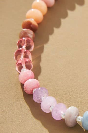JOSSLYN by wall to wall - NATURAL AGATE GLASS SEMI PRECIOUS BEAD NECKLACE | 80N896