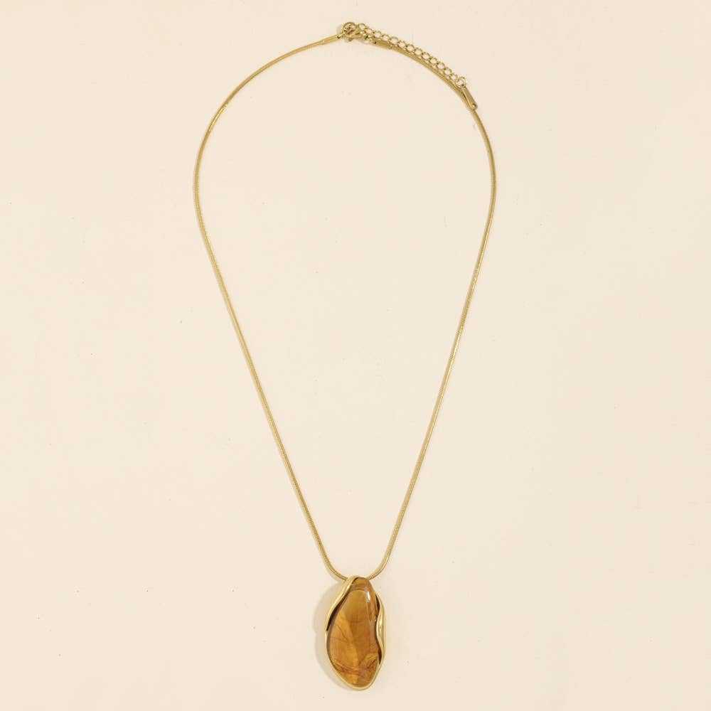 Marbled Stone Oval Pendant Necklace