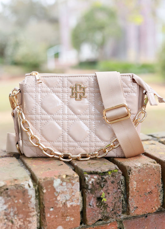 Caroline Hill - Jace Quilted Crossbody NUDE