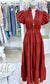 Rust color tiered maxi dress