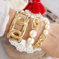 Chunky Chain and pearls beads bracelet Gold tone