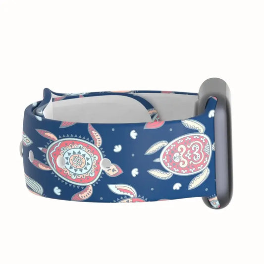 Printed Apple Watch Silicone Band (Turtles, Flamingos)