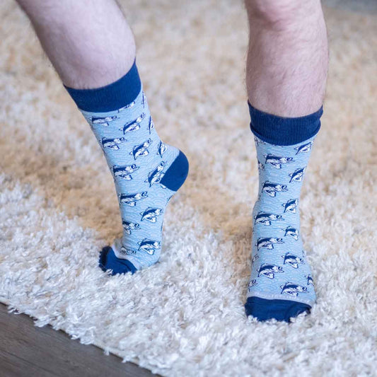 Men's I'd Rather be Fishing Socks Navy/Aqua/White One Size