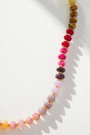 JOSSLYN by wall to wall - NATURAL AGATE GLASS SEMI PRECIOUS BEAD NECKLACE | 80N896