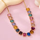 Rainbow Emerald-Cut Gemstone Statement Necklace