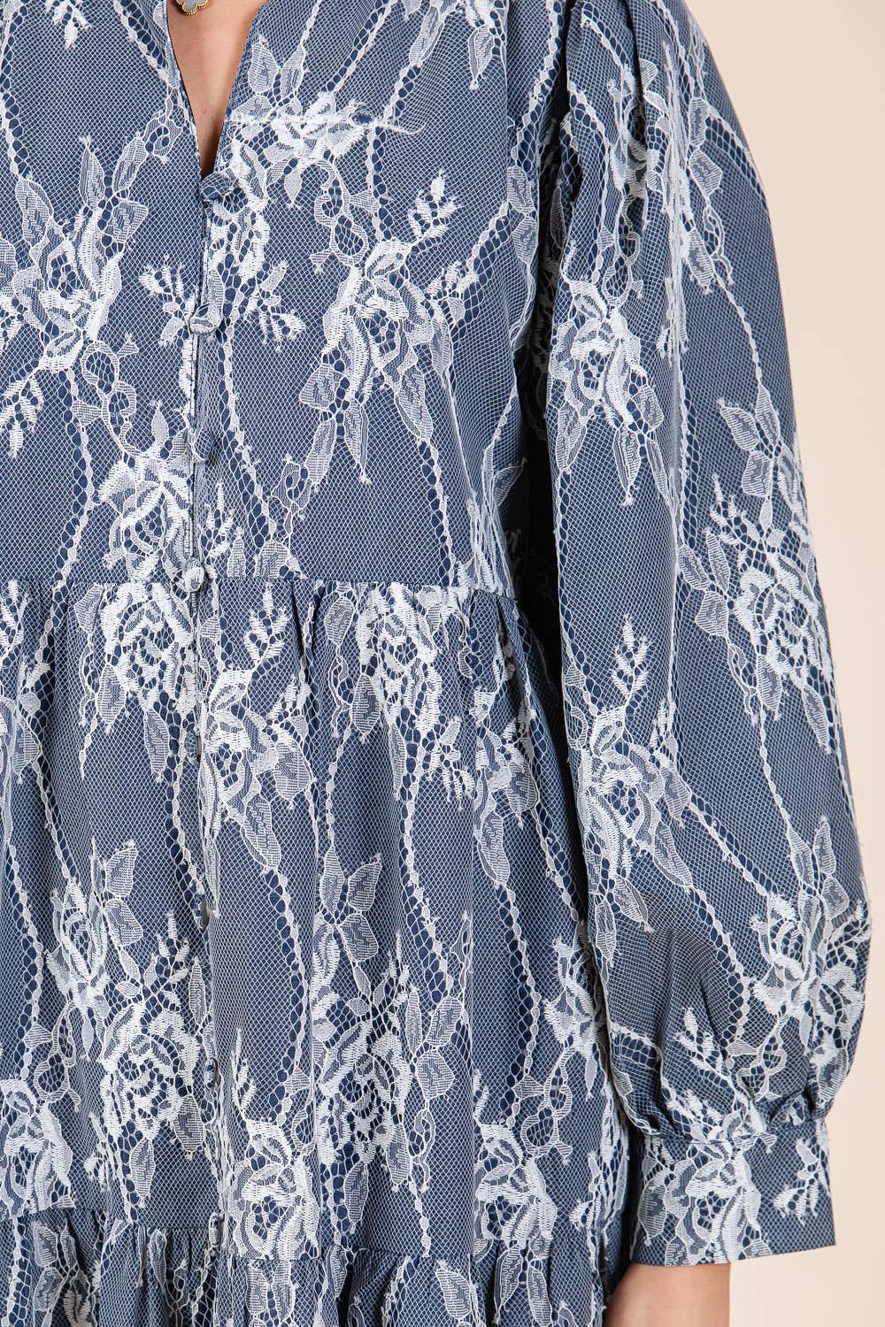 Mesh Floral Embroidered Babydoll Mini Dress