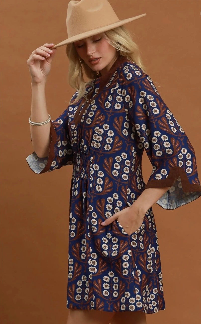 Pax Dress with corduroy trim
