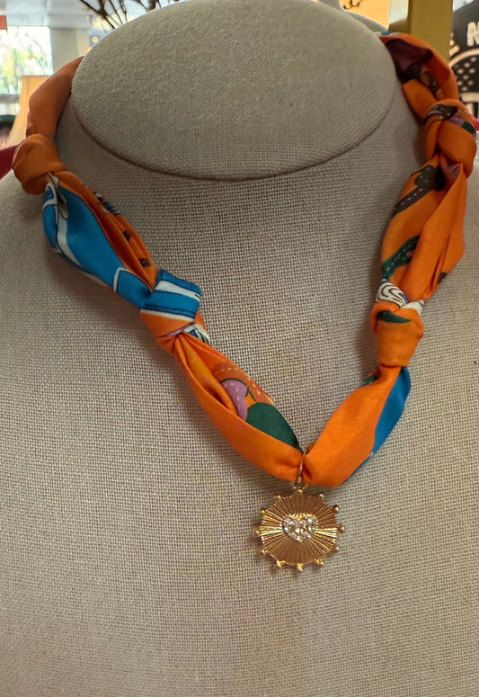 Scarf and Heart Charm Necklace