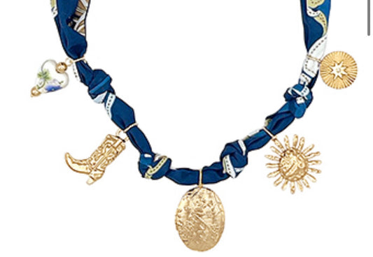 Scarf and multi charm necklace set