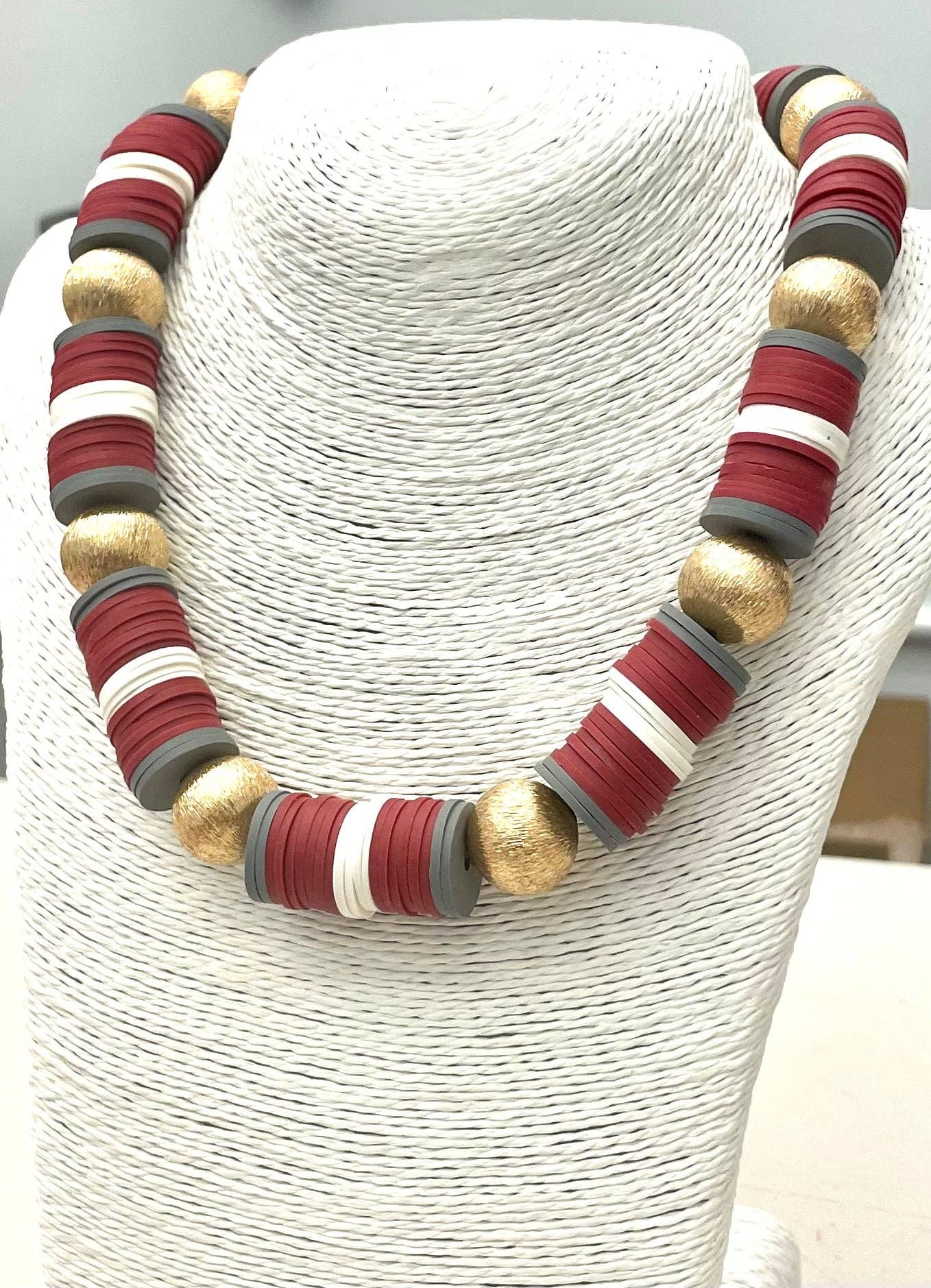 TWO FORTY TWO - GAME DAY - School Spirit Necklace (gray/burg/white)