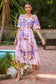 Printed Square Neck Tired Midi Dress