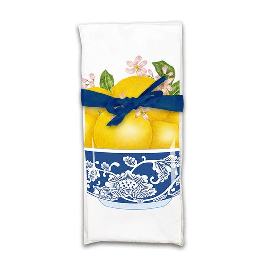 Single Flour Sack Towels Packaged Lemon Bowl