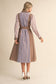 MIXED STRIPE BELTED BUTTON DOWN MIDI DRESS