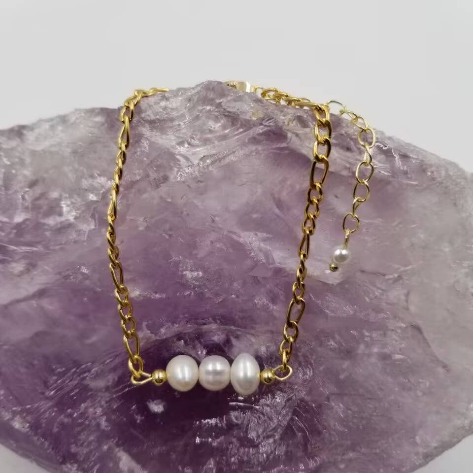 Freshwater Pearl Gold Plated Chain Bracelet