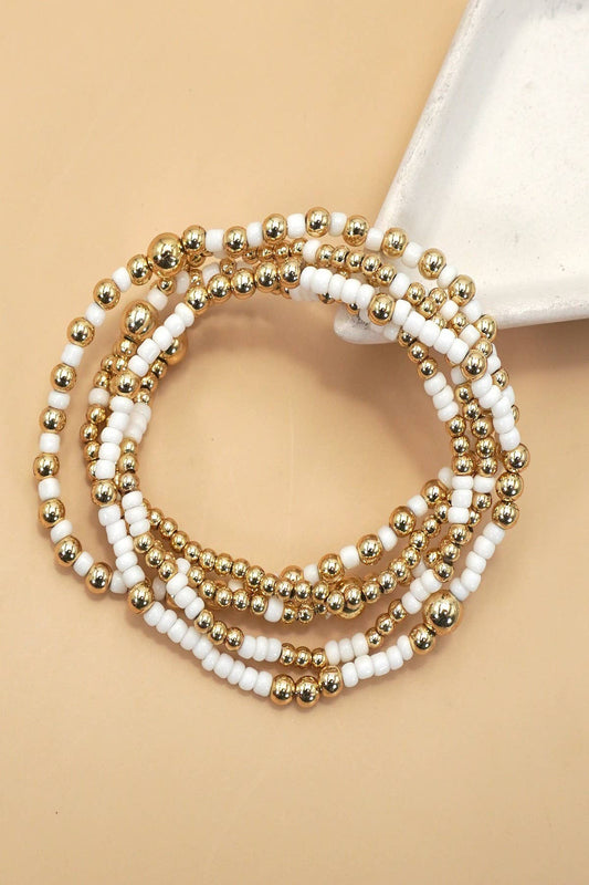 MULTI LAYER BALL CHAIN BEADED BRACELET
