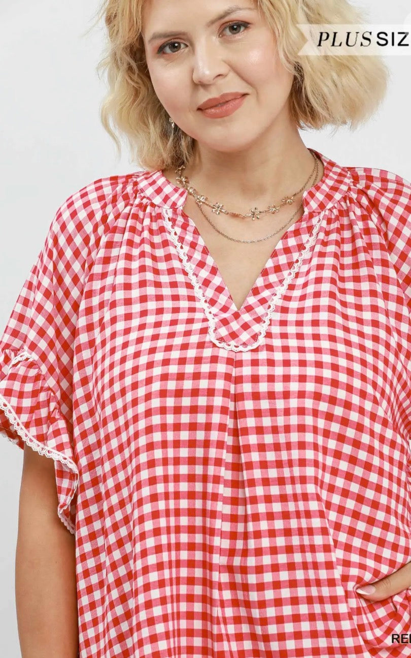 Red Gingham Top (Curvy)