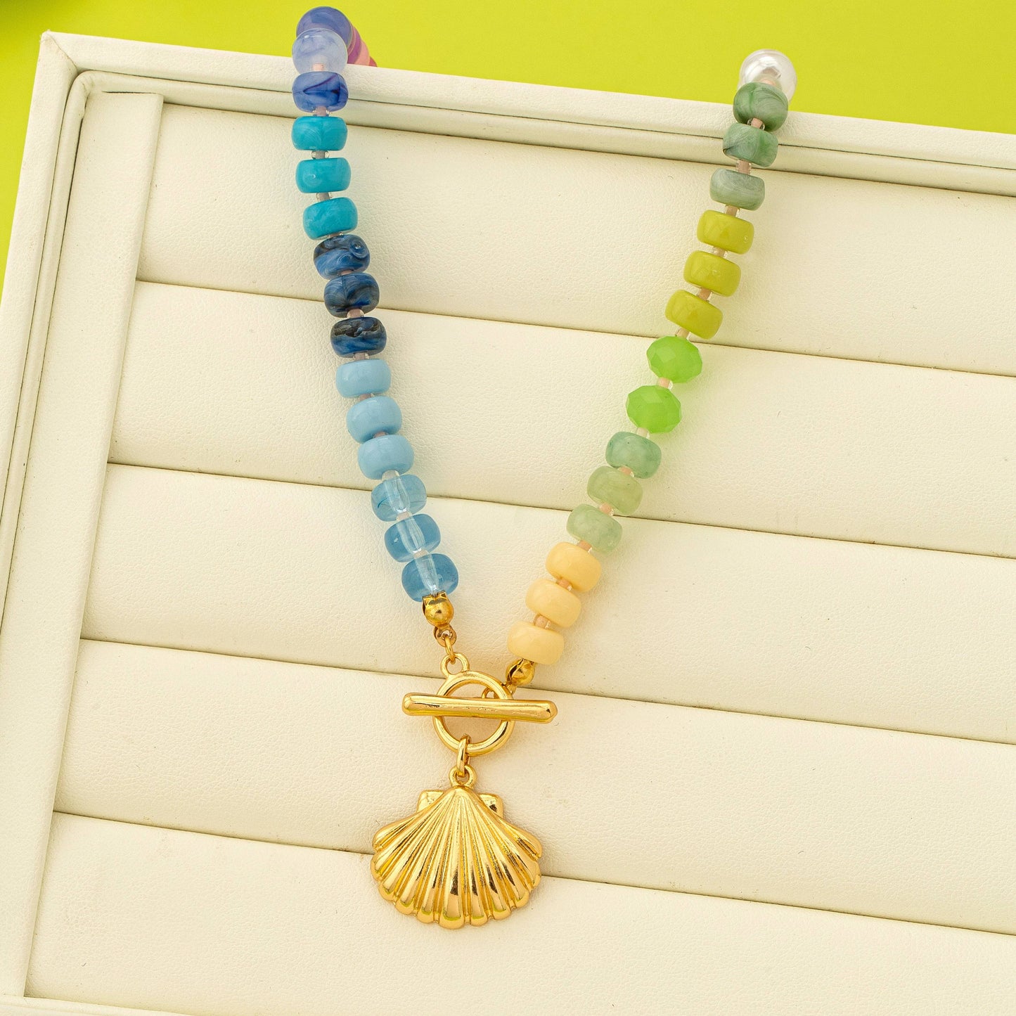 JOSSLYN by wall to wall - Rainbow Beaded Seashell Charm Necklace | 80N92899