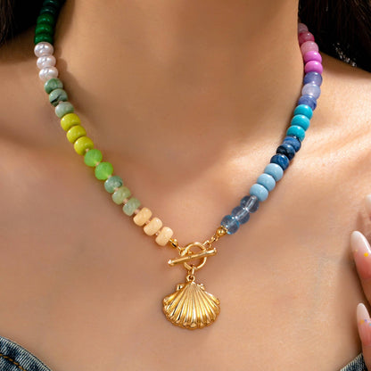 JOSSLYN by wall to wall - Rainbow Beaded Seashell Charm Necklace | 80N92899
