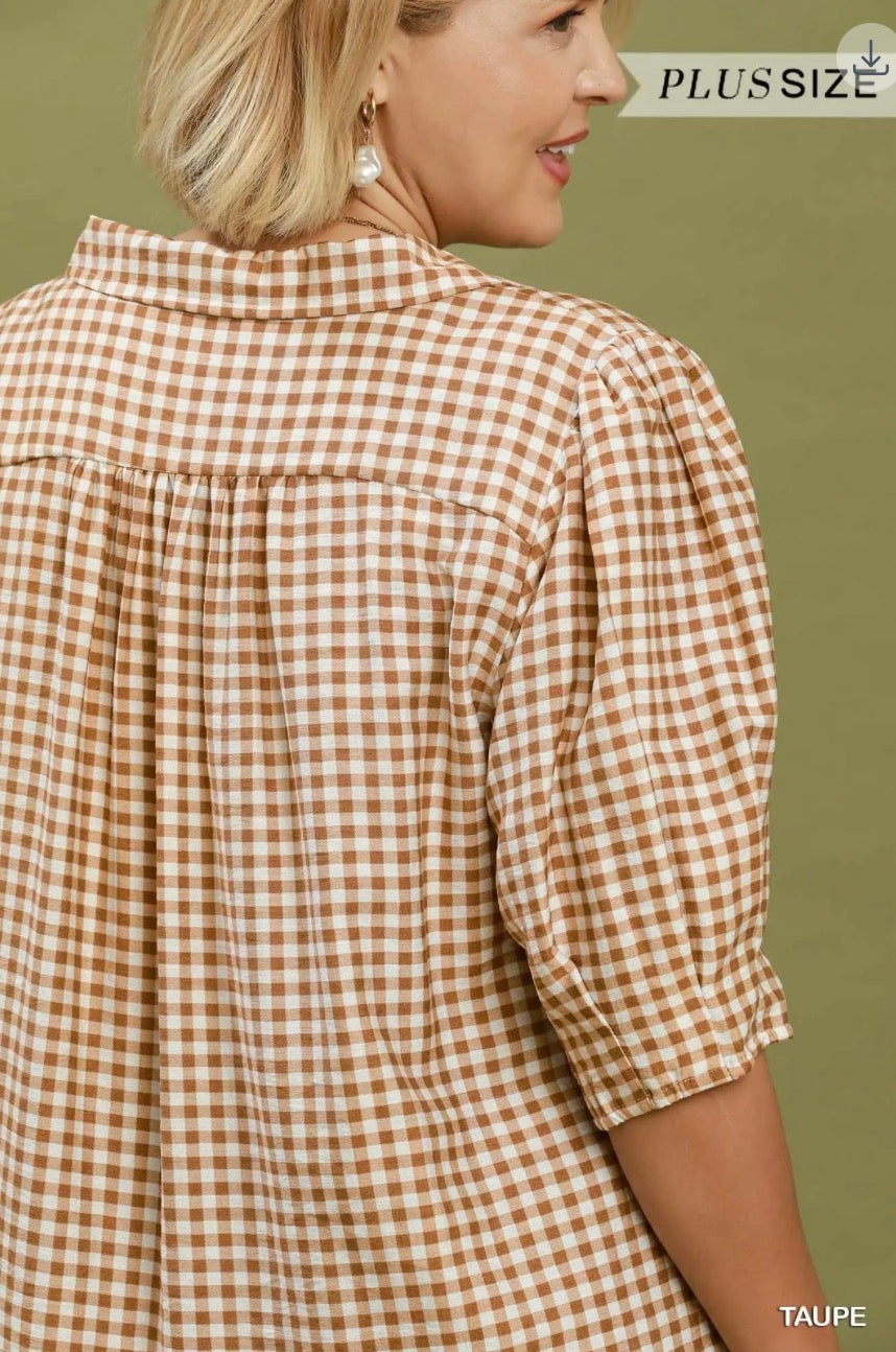 Layne Burgundy Gingham Shirt (Curvy Sizes)