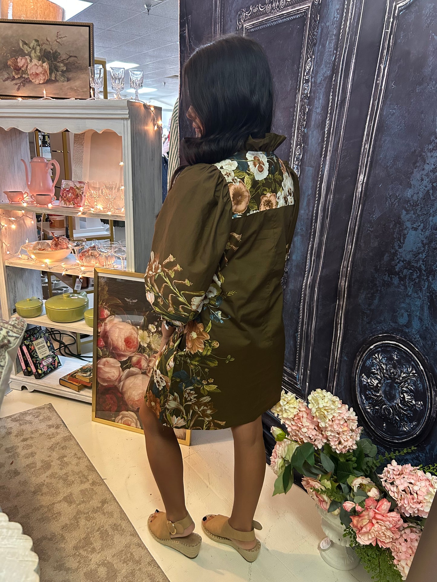 Trending brown floral print dress