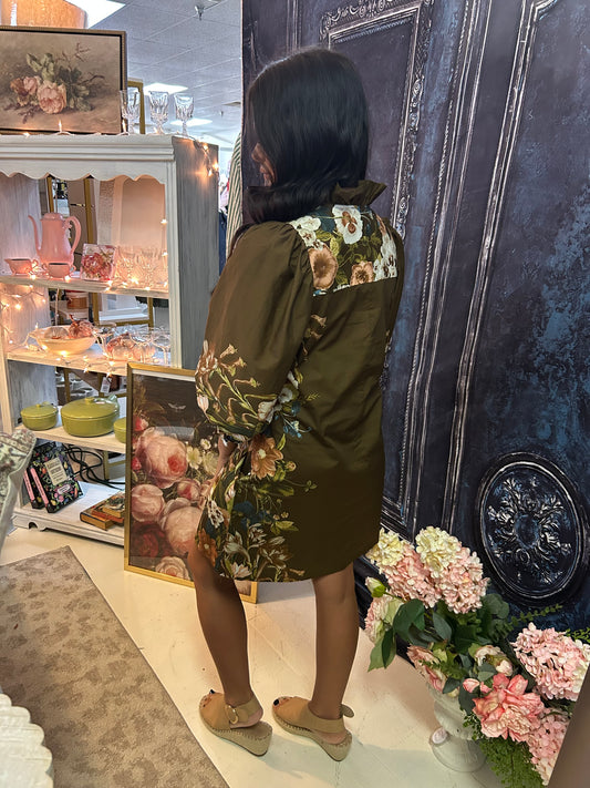 Trending brown floral print dress