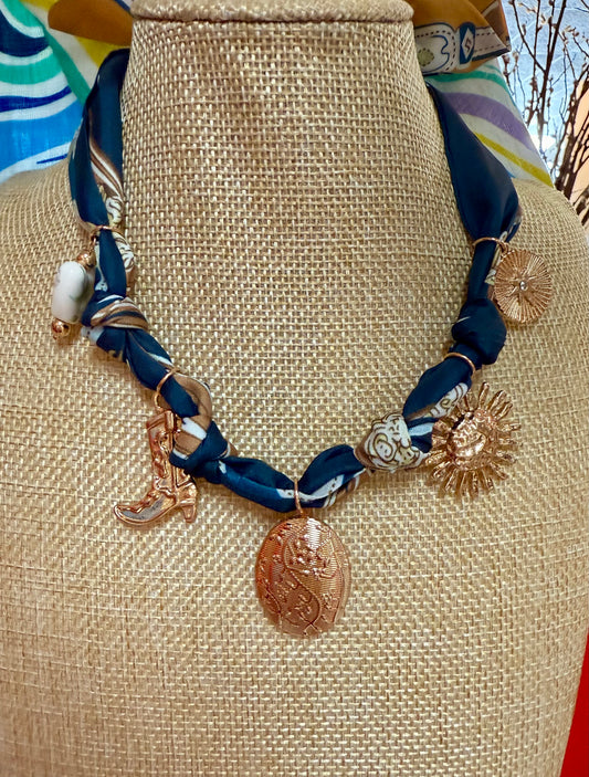 Scarf and multi charm necklace set