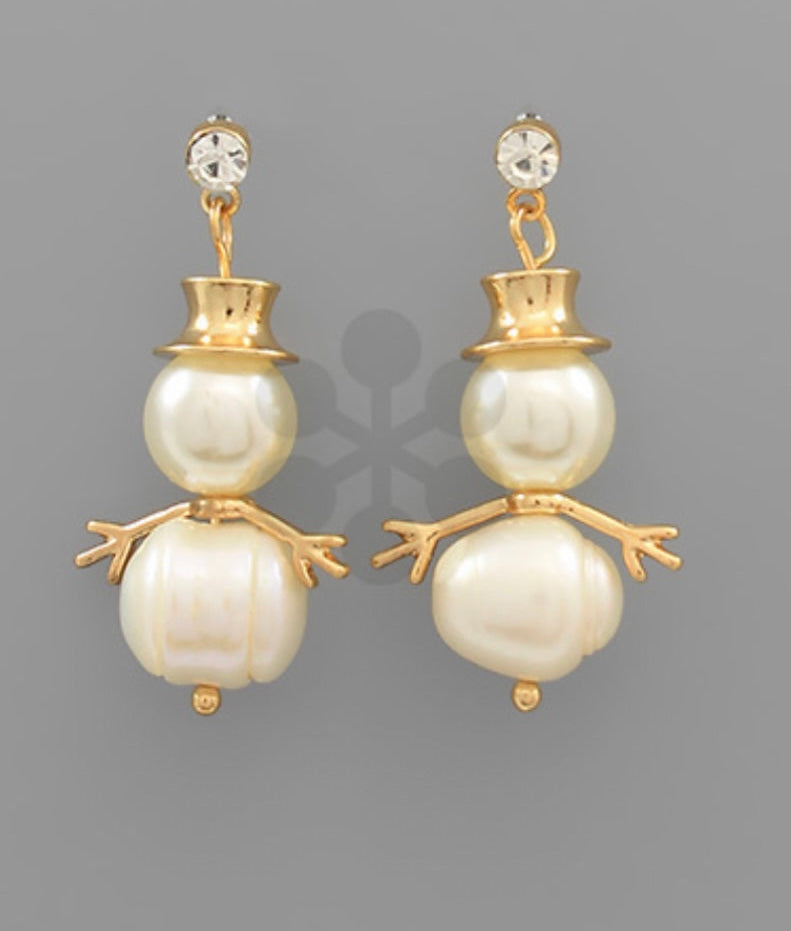 Pearl Snowman Earrings