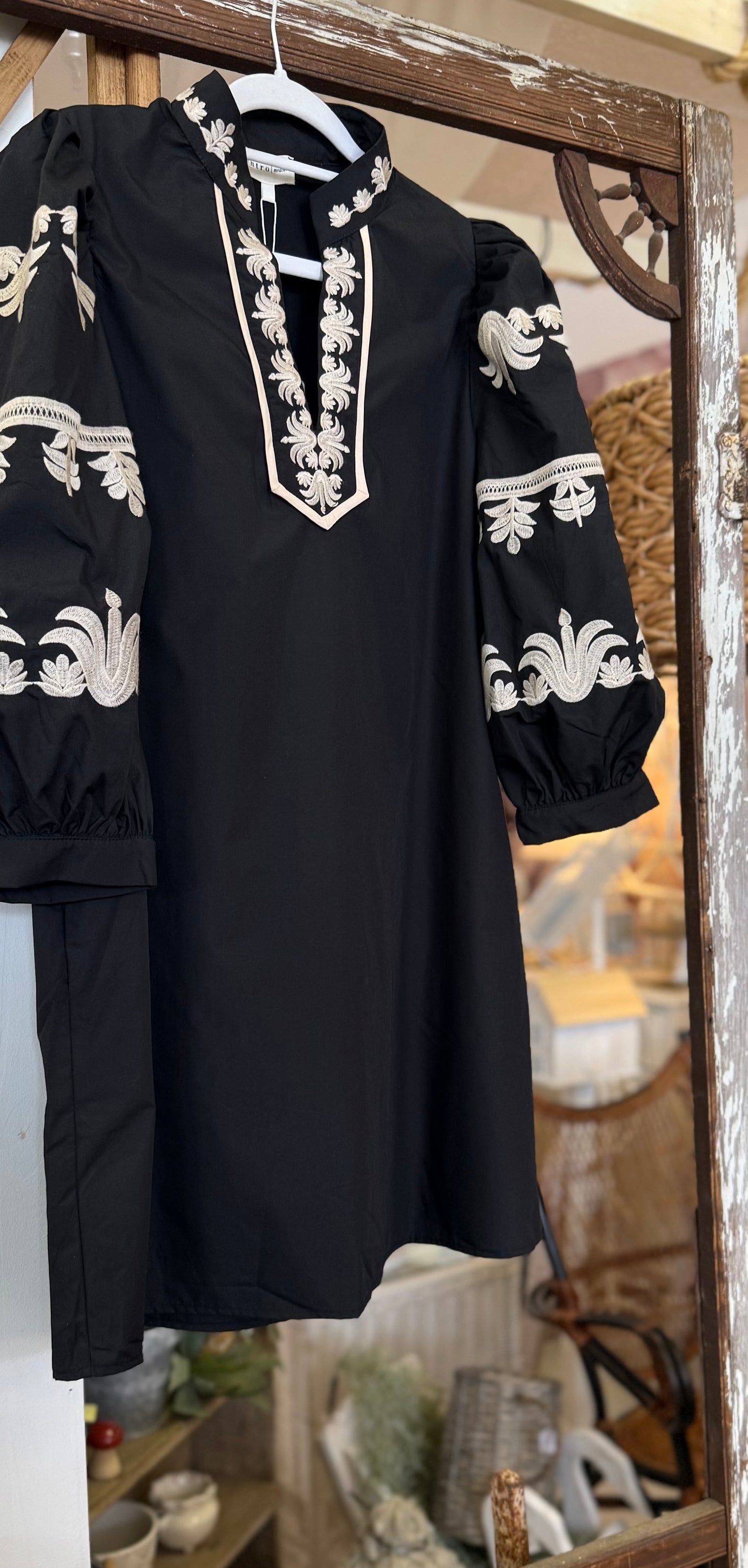 Black embroidered dress