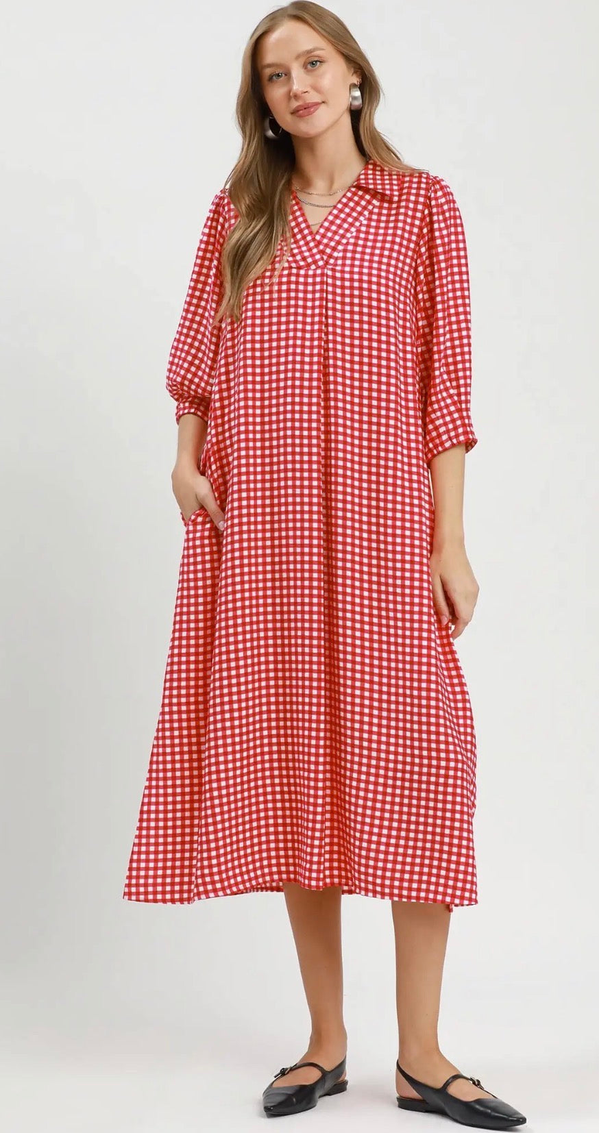 Tori Taupe Gingham Dress