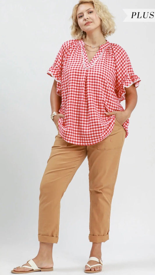 Red Gingham Top (Curvy)
