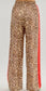 Trending leopard pants with red accented binding