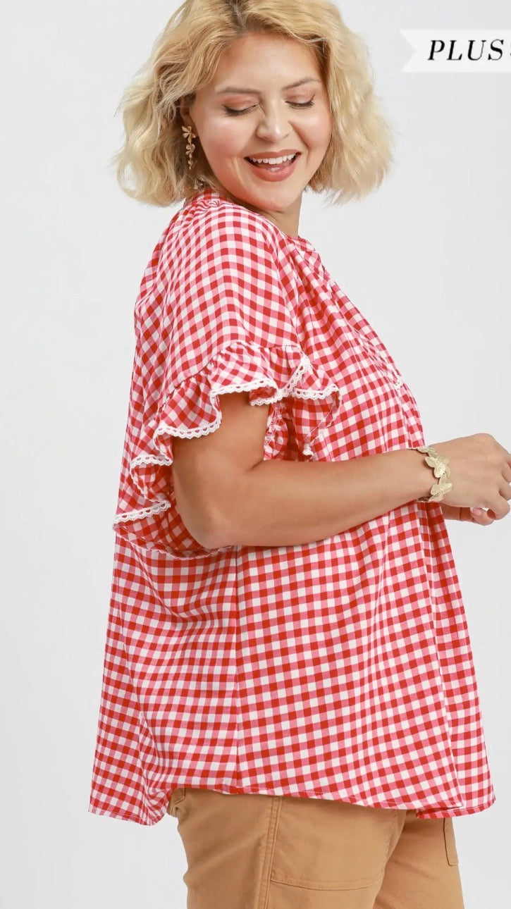Red Gingham Top (Curvy)