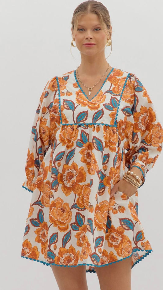 Amber colored floral dress