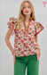 Floral print flutter sleeve