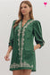 Hunter green embroidered dress