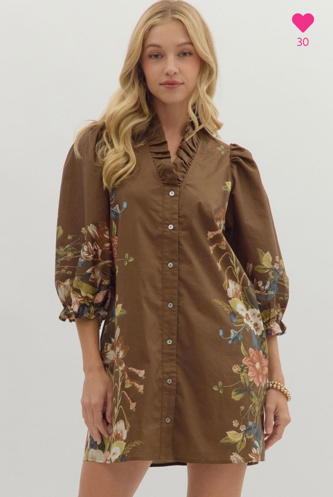 Trending brown floral print dress