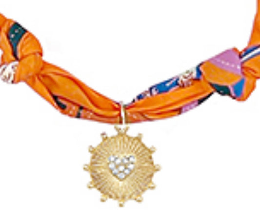 Scarf and Heart Charm Necklace