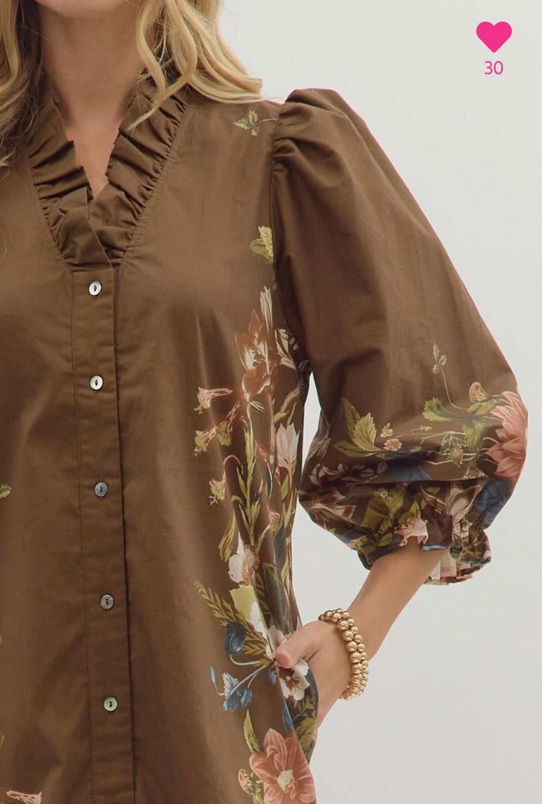 Trending brown floral print dress