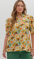 Fall Floral Top with Pleated V Neck