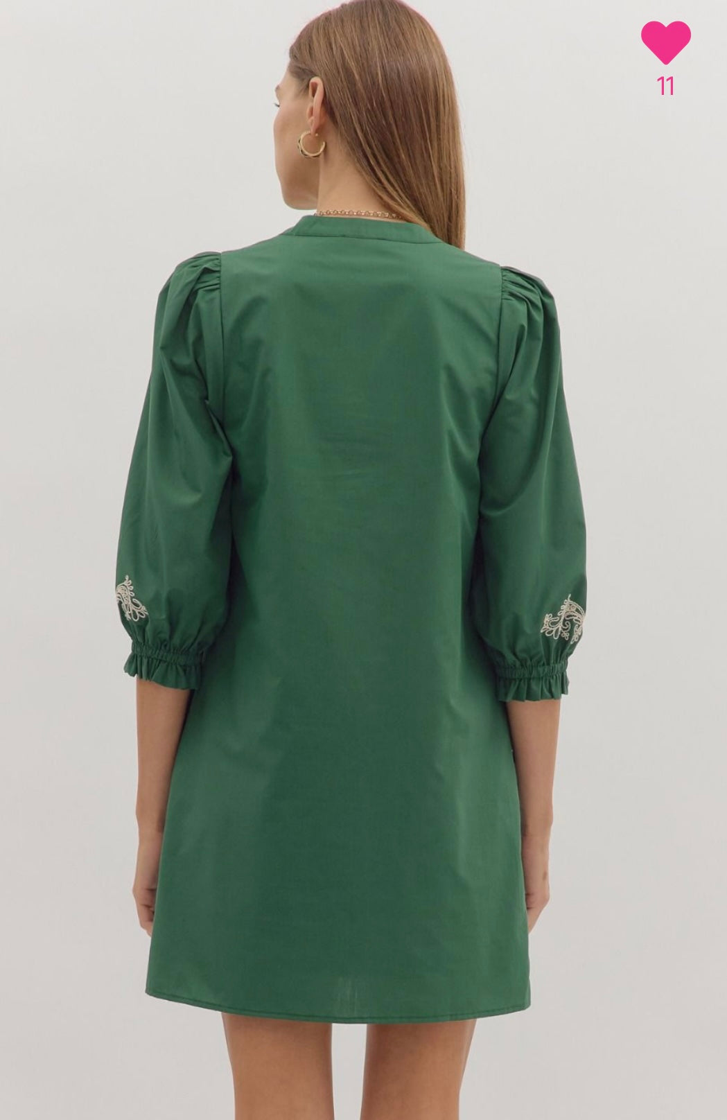 Hunter green embroidered dress