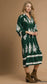 Hunter green border print midi