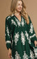 Hunter green border print midi