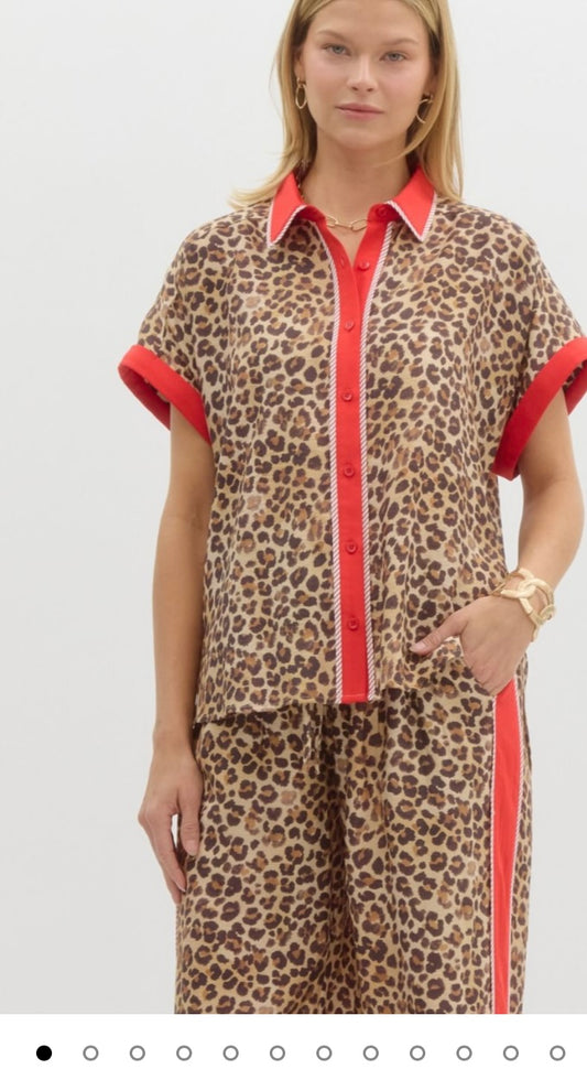 Red Leopard Print Shirt